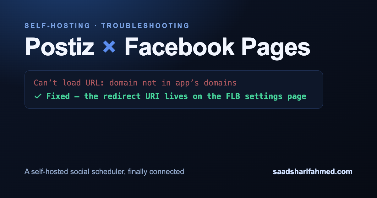 Fixing the 'domain not in app's domains' error in Postiz for Facebook Pages